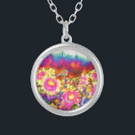 Collier Elégant boho retro aquarelle de tournesol champs<br><div class="desc">Elégant boho retro aquarelle de tournesol champs</div>