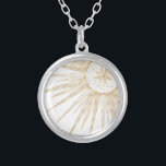 Collier Elegant Gold Doodles Sun Moon Mandala Design<br><div class="desc">Ce magnifique, mystique, blanc, soleil doré et le croissant de lune de mandala univers esthétique design est parfait pour la décoration maison, l'usure quotidienne, ou des événements spéciaux décorations enchantées. Un joli modèle blanc, blanc lunaire et soleil d'or, avec des fleurs et des doodles feuille, des étoiles, des points, des...</div>