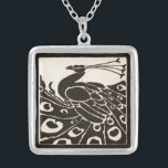 COLLIER ÉLÉGANT PEACOCK BLANC NOIR<br><div class="desc">Elegant Art Nouveau Peacock in black and white</div>