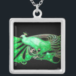 COLLIER ELEGANT PEACOCK DE GREEN AND BLACK<br><div class="desc">Design coloré et élégant avec pierres 3D lumineuses Design graphique numérique par Bulgan Lumini. Partie de la nouvelle collection ARCADIA.</div>