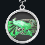 COLLIER ELEGANT PEACOCK DE GREEN AND BLACK<br><div class="desc">Design coloré et élégant avec pierres 3D lumineuses Design graphique numérique par Bulgan Lumini. Partie de la nouvelle collection ARCADIA.</div>
