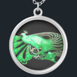 COLLIER ELEGANT PEACOCK DE GREEN AND BLACK<br><div class="desc">Design coloré et élégant avec pierres 3D lumineuses Design graphique numérique par Bulgan Lumini. Partie de la nouvelle collection ARCADIA.</div>