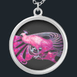 COLLIER ÉLÉGANT PEACOCK EN ROSE, FUCHSIE ET NOIR<br><div class="desc">Design coloré et élégant avec pierres 3D lumineuses Design graphique numérique par Bulgan Lumini. Partie de la nouvelle collection ARCADIA.</div>