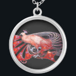 COLLIER ÉLÉGANT PEACOCK EN ROUGE ET NOIR<br><div class="desc">Design coloré et élégant avec pierres 3D lumineuses Design graphique numérique par Bulgan Lumini. Partie de la nouvelle collection ARCADIA.</div>