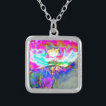 Collier Elégant tableau turquoise rose abstrait<br><div class="desc">Elégant tableau turquoise rose abstrait</div>