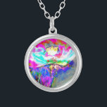 Collier Elégant tableau turquoise rose abstrait<br><div class="desc">Elégant tableau turquoise rose abstrait</div>