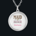 Collier Empreinte de léopard personnalisé Maid of Honor Ca<br><div class="desc">Personnalisez ce collier ou ce casier plaqué argent Maid of Honor avec son nom. Un grand cadeau pour votre femme d'honneur. Voir aussi nos demoiselles d'honneur,  et les colliers de la mère.</div>