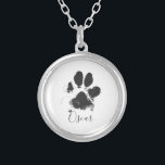 Collier Empreinte de patte de chien avec le nom de votre a<br><div class="desc">Empreinte de patte de chien avec le nom de votre animal de compagnie - Noir -</div>