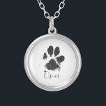 Collier Empreinte de patte de chien avec le nom de votre a<br><div class="desc">Empreinte de patte de chien avec le nom de votre animal de compagnie - Noir -</div>