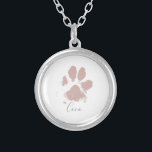 Collier Empreinte de patte de chien rose avec le nom de vo<br><div class="desc">Empreinte de patte de chien rose avec nom personnalisé</div>