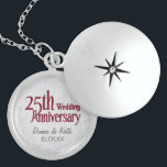 Collier En Argent Anniversaire du Mariage d'argent<br><div class="desc">Nom de la Personnaliser et date de l'anniversaire pour une conservation unique.</div>