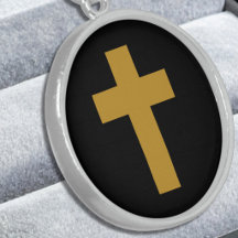 Croix - Faux Or Moutarde sur Fond Noir