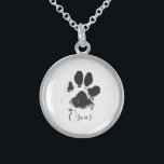 Collier En Argent Empreinte de patte de chien avec le nom de votre a<br><div class="desc">Empreinte de patte de chien avec le nom de votre animal de compagnie - Noir -</div>