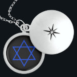 Collier En Argent étoile sterling de david, bleu brite sur noir<br><div class="desc">étoile sterling de david,  bleu brite sur noir</div>