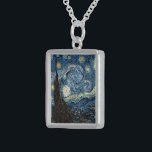Collier En Argent Nuit Van Gogh Starry<br><div class="desc">Vincent Van Gogh Starry Night masterpiece,  vintage artwork on modern day products from Zazilicious</div>