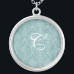 Collier en argent turquoise Monogramme en dentelle<br><div class="desc">Beau collier en argent Lace Sterling - couleur arrière - plan peut être changée.. Grand comme une faveur de mariage,  un cadeau mariage,  un cadeau d'anniversaire ou un cadeau de vacances.</div>