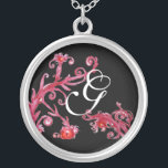 Collier ÉPAULES MAGIQUES EN MONogramme ROUGE ET NOIR<br><div class="desc">Design élégant,  unique et coloré,  fleurit,  fleurit et fleurit au printemps. Aquarelle avec feuille d'or et d'argent.</div>