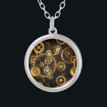Collier Équipements en laiton sans vapeur<br><div class="desc">Sans joint,  métal,  laiton,  or engrenages sur arrière - plan foncé rouillé. Style Steampunk.</div>