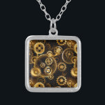 Collier Équipements en laiton sans vapeur<br><div class="desc">Sans joint,  métal,  laiton,  or engrenages sur arrière - plan foncé rouillé. Style Steampunk.</div>