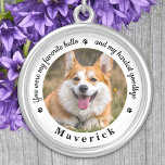 Collier Favori Hello Hardest Goodbye Pet Dog Memorial<br><div class="desc">Honore ton meilleur ami avec un collier photo de la mémoire d'animal de compagnie personnalisé. Ce souvenir unique est le cadeau parfait pour vous, votre famille ou vos amis pour rendre hommage à votre être aimé. Ce collier unique de mémorial pour chien présente un design simple en noir et blanc...</div>