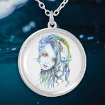 Collier Femme de sirène d'eau fille Imaginaire surréaliste<br><div class="desc">"Eau" | portrait Imaginaire d'une jolie fille sirène aux cheveux bleus. L'art des crayons colorés dessinés à la main. 🔹 Vous pouvez le customiser - redimensionner/faire pivoter l'image, ajouter du texte et plus :) 🔹 🔹 M'envoyer une photo de votre achat ou juste la partager et me mettre en Merci...</div>