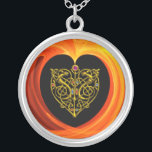 Collier FEUILLES D'OR, jaune orange noir<br><div class="desc">Elégant,  unique,  coloré art numérique 3D,  bijou high tech : coeur d'or,  noeuds celtiques,  animaux stylisés,  pierres précieuses,  brillantes,  rouge,  orange,  tourbillons fractaux organiques jaunes,  vagues. Design,  modélisation et rendu très précis par Bulgan Lumini (c) .Partie de la série Hyper Talismans.</div>
