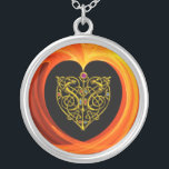 Collier FEUILLES D'OR, jaune orange noir<br><div class="desc">Elégant,  unique,  coloré art numérique 3D,  bijou high tech : coeur d'or,  noeuds celtiques,  animaux stylisés,  pierres précieuses,  brillantes,  rouge,  orange,  tourbillons fractaux organiques jaunes,  vagues. Design,  modélisation et rendu très précis par Bulgan Lumini (c) .Partie de la série Hyper Talismans.</div>