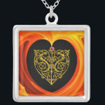 Collier FEUILLES D'OR, jaune orange noir<br><div class="desc">Elégant,  unique,  coloré art numérique 3D,  bijou high tech : coeur d'or,  noeuds celtiques,  animaux stylisés,  pierres précieuses,  brillantes,  rouge,  orange,  tourbillons fractaux organiques jaunes,  vagues. Design,  modélisation et rendu très précis par Bulgan Lumini (c) .Partie de la série Hyper Talismans.</div>