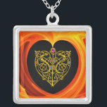 Collier FEUILLES D'OR, jaune orange noir<br><div class="desc">Elégant,  unique,  coloré art numérique 3D,  bijou high tech : coeur d'or,  noeuds celtiques,  animaux stylisés,  pierres précieuses,  brillantes,  rouge,  orange,  tourbillons fractaux organiques jaunes,  vagues. Design,  modélisation et rendu très précis par Bulgan Lumini (c) .Partie de la série Hyper Talismans.</div>