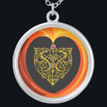 Collier FEUILLES D'OR, jaune orange noir<br><div class="desc">Elégant,  unique,  coloré art numérique 3D,  bijou high tech : coeur d'or,  noeuds celtiques,  animaux stylisés,  pierres précieuses,  brillantes,  rouge,  orange,  tourbillons fractaux organiques jaunes,  vagues. Design,  modélisation et rendu très précis par Bulgan Lumini (c) .Partie de la série Hyper Talismans.</div>