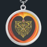 Collier FEUILLES D'OR, jaune orange noir<br><div class="desc">Elégant,  unique,  coloré art numérique 3D,  bijou high tech : coeur d'or,  noeuds celtiques,  animaux stylisés,  pierres précieuses,  brillantes,  rouge,  orange,  tourbillons fractaux organiques jaunes,  vagues. Design,  modélisation et rendu très précis par Bulgan Lumini (c) .Partie de la série Hyper Talismans.</div>
