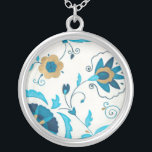 Collier Fleurs Indigo dorées avec Arrière - plan blanc<br><div class="desc">Une Erica J. Vess originale,  dorée fleurs d'indigo reposent sur un arrière - plan blanc. Un tableau simple et subtil que tout le monde aimerait recevoir en cadeau!</div>