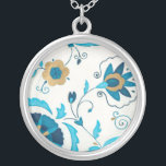 Collier Fleurs Indigo dorées avec Arrière - plan blanc<br><div class="desc">Une Erica J. Vess originale,  dorée fleurs d'indigo reposent sur un arrière - plan blanc. Un tableau simple et subtil que tout le monde aimerait recevoir en cadeau!</div>
