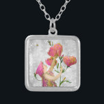 Collier *~* Fleurs Vintages AP40 Pink Fairy Argent<br><div class="desc">FAIRY FLOWER CARRÉ NECKLACE (ID de recherche AP40 pour des designs similaires sur divers produits - Fleur d'argent Lune Star Vintage FAIRY - CARRÉ NECKLACE. * Énergétiquement Enhanced Romantic Vintage Retro Parties scintillant antique et minuscule FLEURS ROSES et un peu FAIRY sous les Fleurs roses en forme de cloches sont...</div>