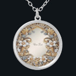 Collier Floral Blanc Or Décor<br><div class="desc">Beau Collier Floral Blanc Or Décoratif</div>