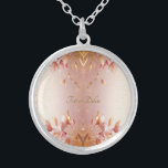 Collier Floral Feuille rose or<br><div class="desc">Beau collier rose Feuille doré fleuri</div>