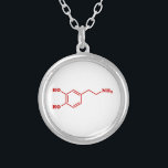 Collier Formule chimique moléculaire de dopamine<br><div class="desc">Composé organique squelettique chimique de formule structurelle de ~ de molécule de dopamine.

Les trotteurs de globe se spécialise dans des images idiosyncratiques du monde entier. Voici que vous trouverez les cartes de voeux,  les cartes postales,  les affiches,  le Mousepads et plus uniques.</div>