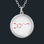 Collier Formule chimique moléculaire de dopamine<br><div class="desc">Composé organique squelettique chimique de formule structurelle de ~ de molécule de dopamine.

Les trotteurs de globe se spécialise dans des images idiosyncratiques du monde entier. Voici que vous trouverez les cartes de voeux,  les cartes postales,  les affiches,  le Mousepads et plus uniques.</div>