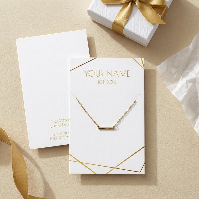 Collier géométrique or ou carte d'affichage bracel (Gold geometric necklace and bracelet display card.)
