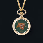 Collier Goldie Golden Doodle<br><div class="desc">Une montre collier avec de mignonnes images de Golden Doodle. Le texte peut être personnalisé. Œuvre originale par WB.</div>