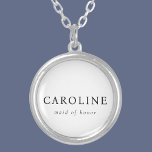 Collier Homme Blanche Classique Moderne De Nom D'Honneur<br><div class="desc">Un classique classique moderne,  une domestique blanche de collier d'honneur est élégant. C'est parfait pour un cadeau de servante.</div>
