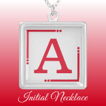 Collier Initiale personnalisée rouge et gris<br><div class="desc">Collier personnalisé / pendentif. Ajoutez votre initiale. Jeu de couleurs : rouge et gris</div>