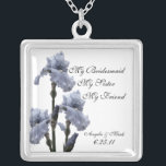 Collier Iris of Blue Bridesmaid Cadeau<br><div class="desc">"Ma demoiselle d'honneur,  ma soeur,  mon ami" Collier bleu Iris cadeau personnalisable pour toute la fête de mariée.</div>