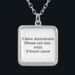 Collier J'ai la maladie d'Alzheimer, carte d'identité du c<br><div class="desc">J'ai la maladie d'Alzheimer,  carte d'identité du contrat d'urgence médicale</div>
