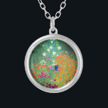 Collier Jardin aux fleurs Gustav Klimt<br><div class="desc">Collier avec peinture à l’huile de Gustav Klimt Jardin aux fleurs (1906). Un beau jardin de fleurs violettes,  rouges,  blanches,  bleues et oranges. Un grand cadeau pour les amateurs d'art Art Nouveau et autrichien.</div>