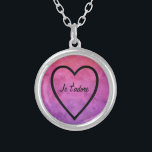 Collier Je t'adore en français : Je t'adore coeur<br><div class="desc">Je vous adore en français : Je t'adore design par l'artiste Sandy Closs ~SandyCloss~ Je vous adore en français : Je t'adore aquarelle rose pourpre coeur</div>