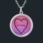 Collier Je t'adore en français : Je t'adore coeur<br><div class="desc">Je vous adore en français : Je t'adore design par l'artiste Sandy Closs ~SandyCloss~ Je vous adore en français : Je t'adore aquarelle rose pourpre coeur</div>