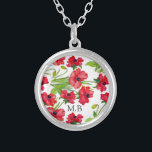 Collier Joli Poppies d'aquarelle rouge Personnalisé<br><div class="desc">Joli collier de coquelicot rouge aquarelle personnalisé.</div>