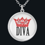 COLLIER LACE À COUCHER PLACÉE D'ARGENT DIVA<br><div class="desc">Autres conceptions et produits disponibles avec DIVAtude créé par Lady Denise à www.zazzle.com/LadyDenise</div>