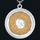 Collier Latke Potato Pancakes Cuisine juive Foin<br><div class="desc">Design présente une illustration originale d'une délicieuse crêpe de pommes de terre au latke surmontée de crème aigre, un aliment de base de la cuisine de vacances juive. Idéal pour les célébrations Hanoukka ! Ce design de latkes de Chanukah est également disponible sur d'autres produits. De nombreux autres modèles de...</div>